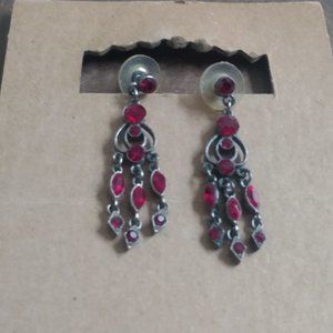 Red jewel antique style chandelier fashion earring